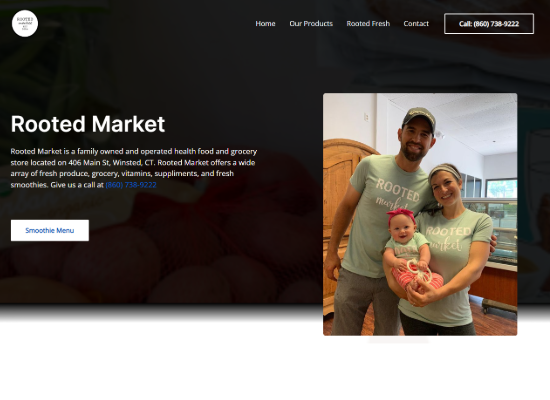 rooted market homepage screen shot