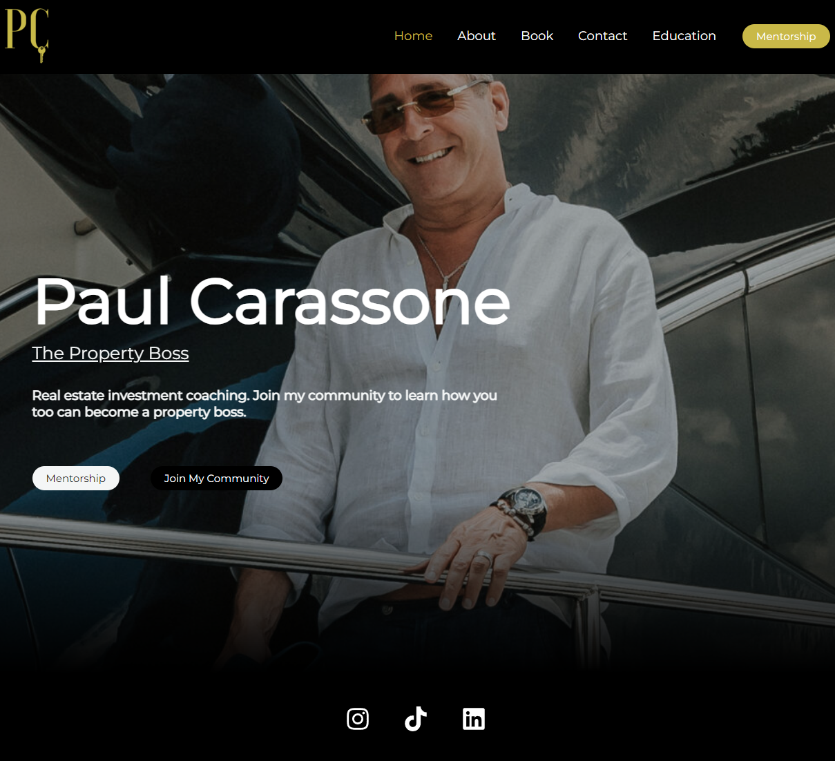 screen shot of paul carassones website