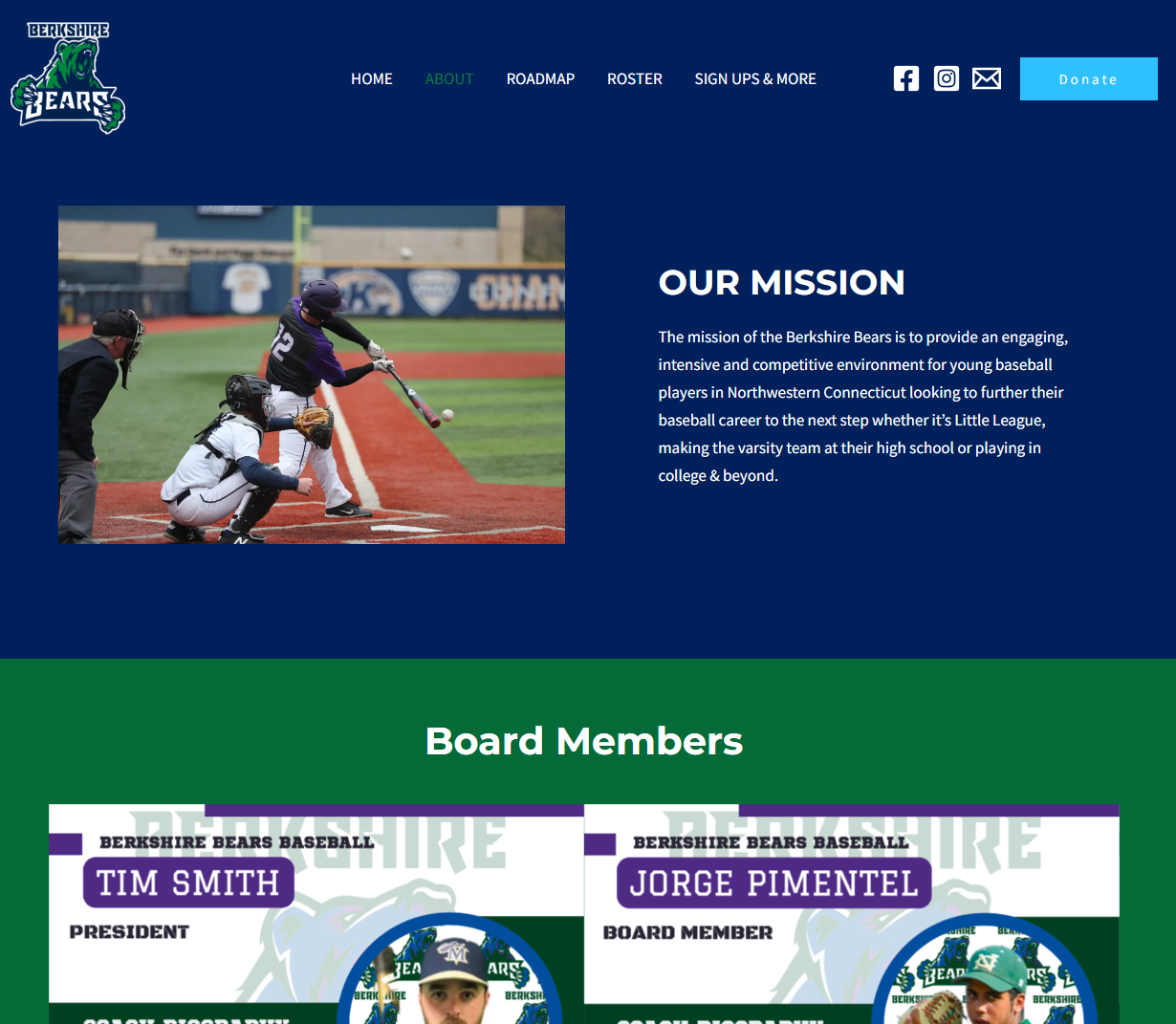 about page berkshirebears baseball screen shot